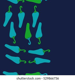 Vertical seamless pattern of harvest, jalapeno peppers,hand drawn. 