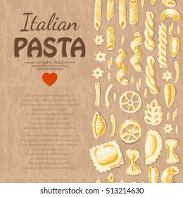 Vertical seamless pattern with Italian pasta