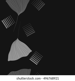 Vertical seamless pattern of  leaves,  halftone.