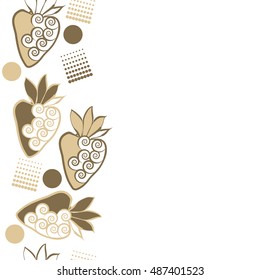 Vertical seamless pattern of strawberry,  halftone.