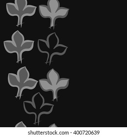 Vertical seamless  pattern of stylized  floral motif,gothic lily,leaves,copy space. Hand drawn.