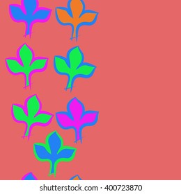 Vertical seamless  pattern of stylized  floral motif,gothic lily,leaves,copy space. Hand drawn.