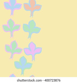 Vertical seamless  pattern of stylized  floral motif,gothic lily,leaves,copy space. Hand drawn.