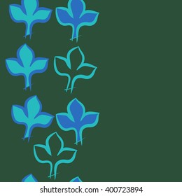 Vertical seamless  pattern of stylized  floral motif,gothic lily,leaves,copy space. Hand drawn.