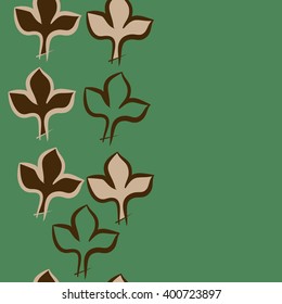 Vertical seamless  pattern of stylized  floral motif,gothic lily,leaves,copy space. Hand drawn.