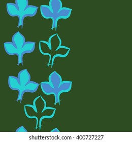 Vertical seamless  pattern of stylized  floral motif,gothic lily,leaves,copy space. Hand drawn.