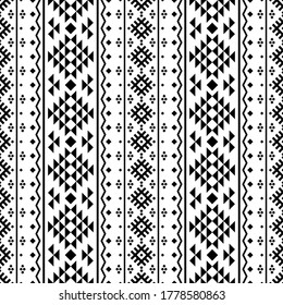 Vertical seamless pattern tribal texture design in black white color