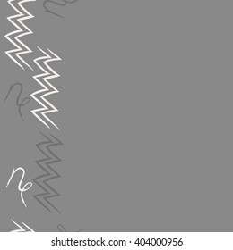 Vertical seamless  pattern of zodiac  motif, zigzags,aquarius, capricorn, copy space. Hand drawn.
