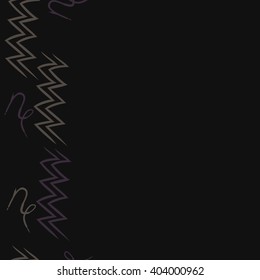 Vertical seamless  pattern of zodiac  motif, zigzags,aquarius, capricorn, copy space. Hand drawn.