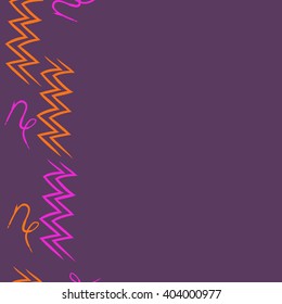 Vertical seamless  pattern of zodiac  motif, zigzags,aquarius, capricorn, copy space. Hand drawn.