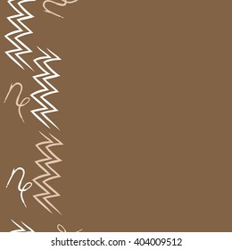 Vertical seamless  pattern of zodiac  motif, zigzags,aquarius, capricorn, copy space. Hand drawn.