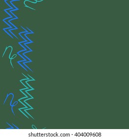 Vertical seamless  pattern of zodiac  motif, zigzags,aquarius, capricorn, copy space. Hand drawn.