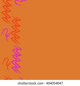 Vertical seamless  pattern of zodiac  motif, zigzags,aquarius, capricorn, copy space. Hand drawn.