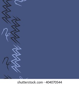 Vertical seamless  pattern of zodiac  motif, zigzags,aquarius, capricorn, copy space. Hand drawn.
