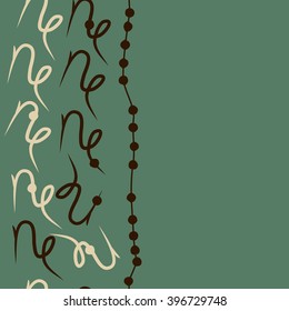 Vertical seamless  pattern of zodiac signs motif,capricorns,  hole, stripes, copy space. Hand drawn.