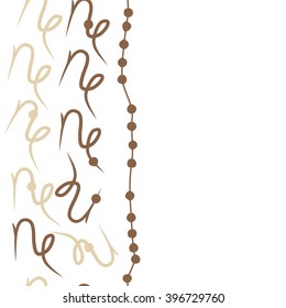 Vertical seamless  pattern of zodiac signs motif,capricorns,  hole, stripes, copy space. Hand drawn.