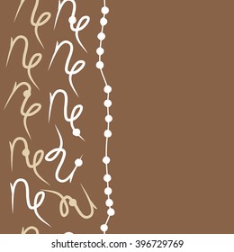 Vertical seamless  pattern of zodiac signs motif,capricorns,  hole, stripes, copy space. Hand drawn.