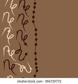 Vertical seamless  pattern of zodiac signs motif,capricorns,  hole, stripes, copy space. Hand drawn.