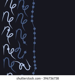 Vertical seamless  pattern of zodiac signs motif,capricorns,  hole, stripes, copy space. Hand drawn.