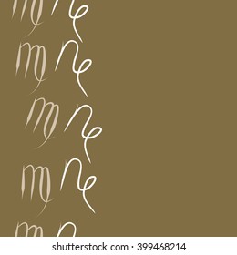 Vertical seamless  pattern of zodiac signs motif,virgo, capricorn,object, copy space. Hand drawn.
