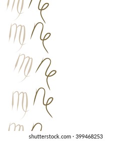 Vertical seamless  pattern of zodiac signs motif,virgo, capricorn,object, copy space. Hand drawn.