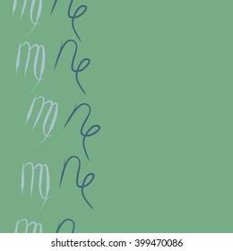 Vertical seamless  pattern of zodiac signs motif,virgo, capricorn,object, copy space. Hand drawn.