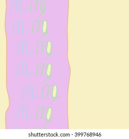 Vertical seamless  pattern of zodiac signs motif,scorpio, capricorn, stripes, object, copy space. Hand drawn.
