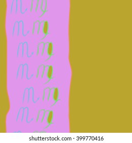 Vertical seamless  pattern of zodiac signs motif,scorpio, capricorn, stripes, object, copy space. Hand drawn.