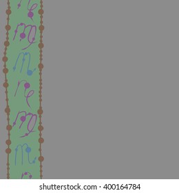 Vertical seamless  pattern of zodiac signs motif,scorpio, capricorn,virgo, object,stripes, copy space. Hand drawn.