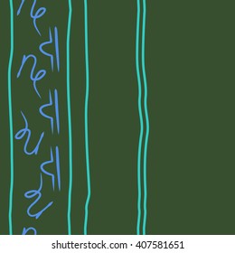 Vertical seamless   pattern of zodiac signs, doodles, libra, capricorn,object, stripes, copy space. Hand drawn.