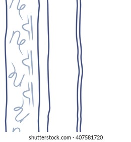 Vertical seamless   pattern of zodiac signs, doodles, libra, capricorn,object, stripes, copy space. Hand drawn.