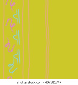 Vertical seamless   pattern of zodiac signs, doodles, libra, capricorn,object, stripes, copy space. Hand drawn.