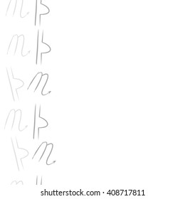Vertical seamless   pattern of zodiac signs, doodles, libra, scorpio,object,  copy space. Hand drawn.