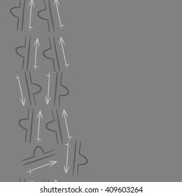 Vertical seamless   pattern of zodiac signs, doodles,libra, sagittarius,object,  copy space. Hand drawn.