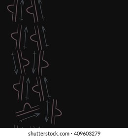 Vertical seamless   pattern of zodiac signs, doodles,libra, sagittarius,object,  copy space. Hand drawn.