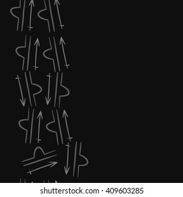 Vertical seamless   pattern of zodiac signs, doodles,libra, sagittarius,object,  copy space. Hand drawn.