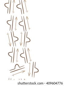 Vertical seamless   pattern of zodiac signs, doodles,libra, sagittarius,object,  copy space. Hand drawn.