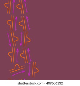 Vertical seamless   pattern of zodiac signs, doodles,libra, sagittarius,object,  copy space. Hand drawn.