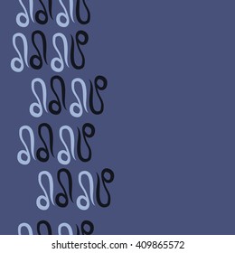 Vertical seamless   pattern of zodiac signs, doodles,lions,object,  copy space. Hand drawn.