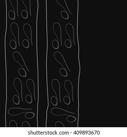 Vertical seamless   pattern of zodiac signs, doodles,lions,object, stripes,  copy space. Hand drawn.
