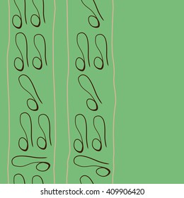 Vertical seamless   pattern of zodiac signs, doodles,lions,object, stripes,  copy space. Hand drawn.