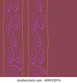 Vertical seamless   pattern of zodiac signs, doodles,lions,object, stripes,  copy space. Hand drawn.