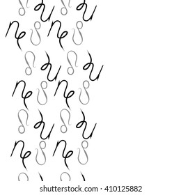 Vertical seamless   pattern of zodiac signs, doodles,lions, capricorn,object,  copy space. Hand drawn.