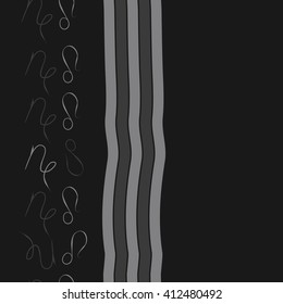 Vertical seamless pattern of zodiac signs, doodles,lions, capricorn,object, stripes, spots, copy space. Hand drawn.