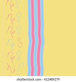 Vertical seamless pattern of zodiac signs, doodles,lions, capricorn,object, stripes, spots, copy space. Hand drawn.