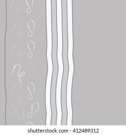 Vertical seamless pattern of zodiac signs, doodles,lions, capricorn,object, stripes, spots, copy space. Hand drawn.