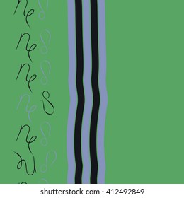  Vertical seamless pattern of zodiac signs, doodles,lions, capricorn,object, stripes, spots, copy space. Hand drawn.