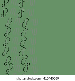 Vertical  seamless  pattern of zodiac signs, doodles, object, scorpio,lions, copy space. Hand drawn.