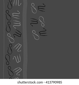 Vertical seamless  pattern of zodiac signs, doodles, object, scorpio,lions, stripes, copy space. Hand drawn.