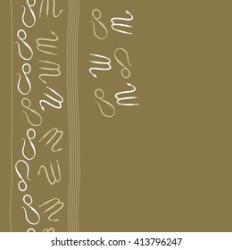 Vertical seamless  pattern of zodiac signs, doodles, object, scorpio,lions, stripes, copy space. Hand drawn.
